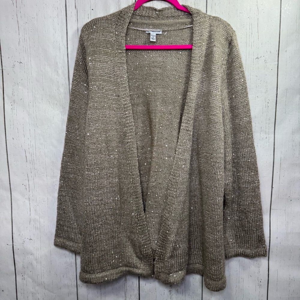 Croft & Barrow Sequin Open-Front Cardigan Sweater Womens 2X Holiday Soft Glam